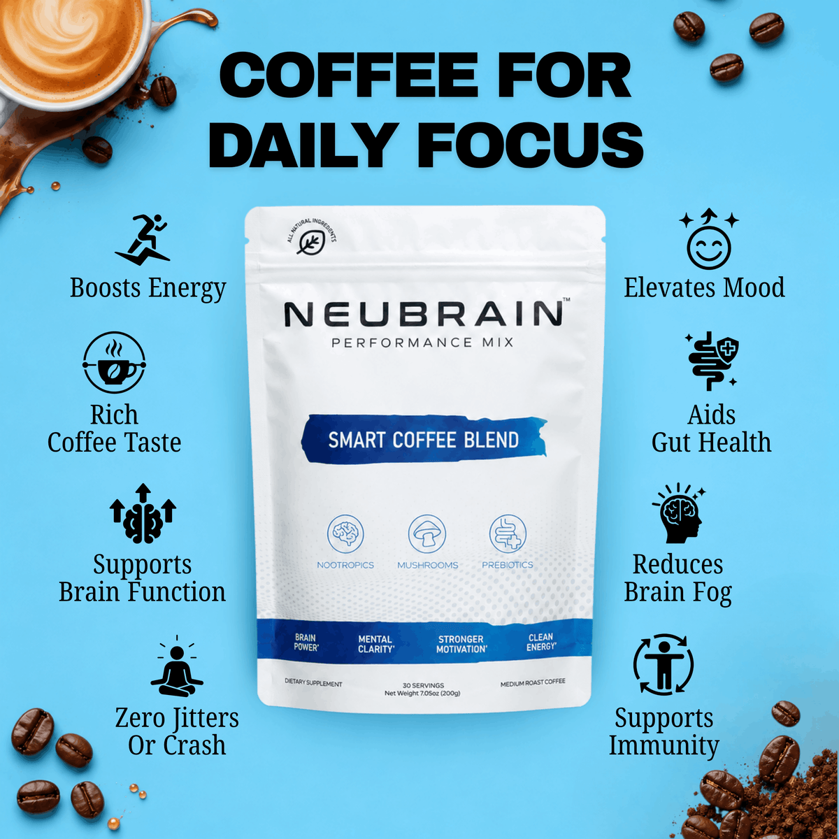 Smart Coffee Blend (#1 Mushroom Coffee) + FREE Gifts